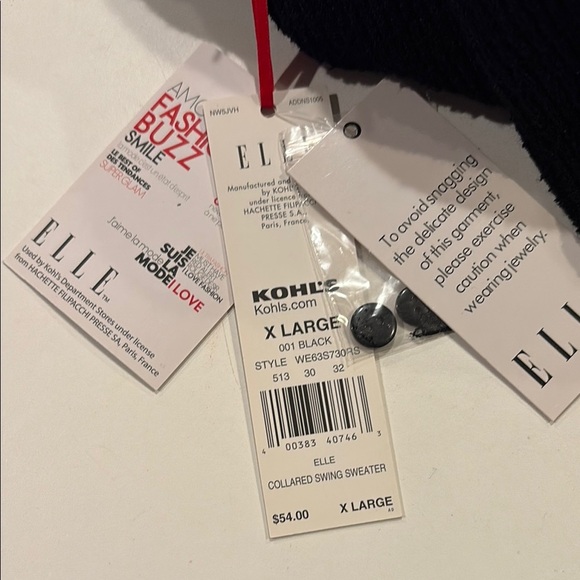 Elle Elegant Black Top with Silver Collar XL - New with Tags - Picture 3 of 4